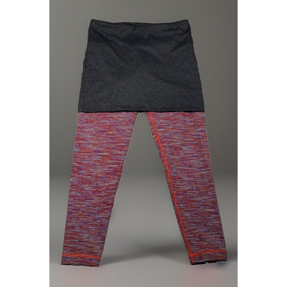Lululemon Wunder Under SE Dance Skirt Leggings Size 6 Orange Space Dye Skirted